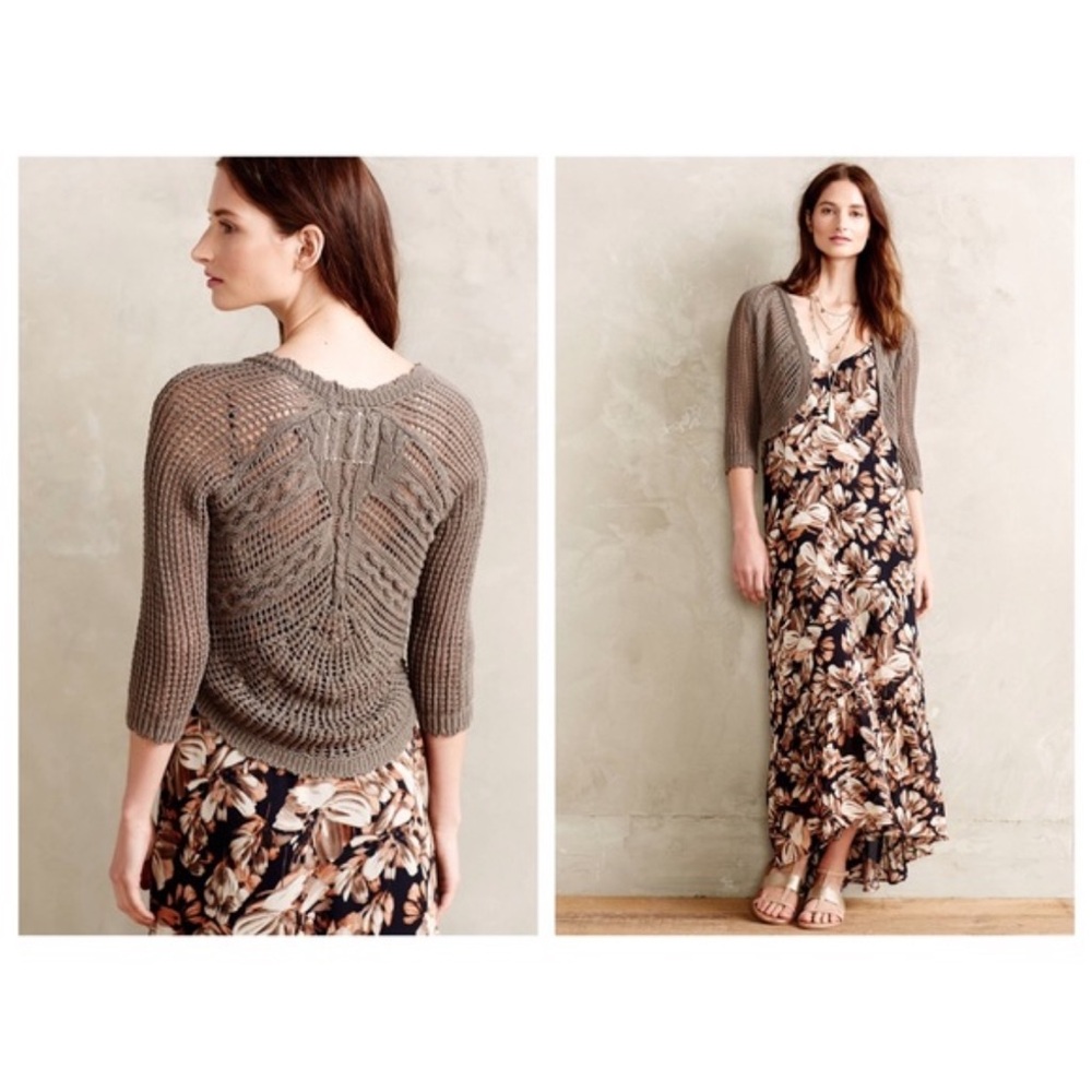 Anthropologie Angel of The North Kesia Shrug Woven Cardigan Sweater Grandma Sz S